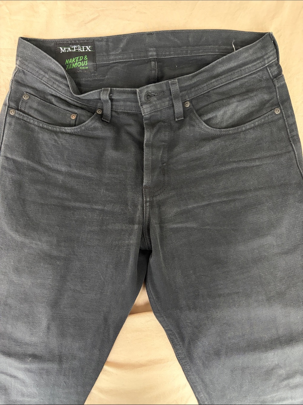 Naked & Famous Denim x The Matrix Men's Slim Straight Jeans - Charcoal Gray